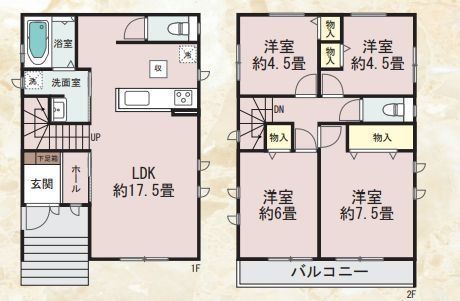 間取図/区画図:【駅徒歩10分の好立地!安心の耐震構造住宅・性能評価書付!】南道路で陽当り良好、駐車場2台可能!完成済ですので即内覧・入居できます!