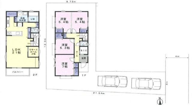 間取図/区画図:【秋葉台自然緑地隣接で住環境・眺望良好!土地面積48坪の4SLDK!】LDK24帖、主寝室7帖!全室収納、SICでリモートルームなど広く使える間取です!