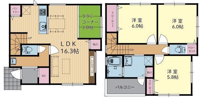 間取図/区画図:【全16区画の開発分譲地、南道路で陽当り良好!即内覧・入居できます!】LDK16帖、主寝室6帖!ユーコープや島忠など近く生活便利な立地です!