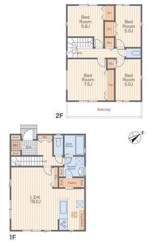 間取図/区画図:【全3棟の分譲住宅!駅徒歩12分、駐車場2台可能!】近隣施設充実で生活大変便利な立地です!モデルハウスございます!