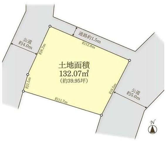 間取図/区画図:【三方角地につき解放感あり陽当たり良好!土地ゆったり39坪!】建築条件無しですのでお好きなハウスメーカーで建築できます!