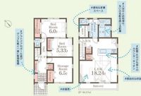 間取図/区画図:【人気の辻堂駅徒歩9分の好立地！安心の耐震構造住宅・性能評価書付戸建！】駐車場2台可能！南西庭・南西向きバルコニーで陽当たり良好！床暖房付き！
