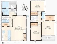 間取図/区画図:【安心の耐震構造住宅、建物保証60年！大型開発分譲地内！】駐車場2台可能!南向きで陽当り良好！全室6帖以上、収納豊富で広く使える間取！即内覧可！