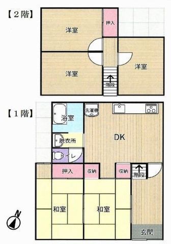 間取図/区画図:【かしわ台駅徒歩9分!土地ゆったり46坪!】車庫付きの5DK!空家につき即内覧可能です!