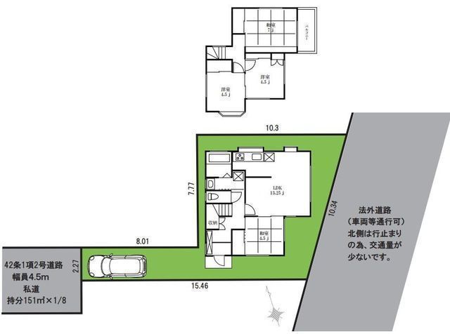間取図/区画図:【両面道路で解放感ある立地です!人気の茅ヶ崎駅徒歩15分!】リフォーム済ですので室内大変綺麗です!即内覧可能!