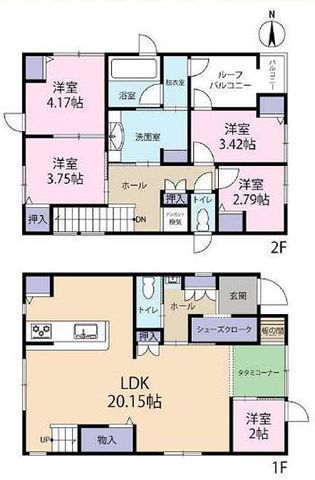 間取図/区画図:【2023年築、一条工務店施工の最上位グレード!駅徒歩6分の好立地!】全館床暖房、オール電化住宅!LDK20帖、収納豊富な5LDK!