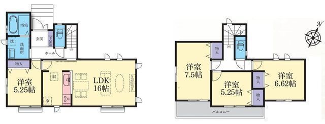 間取図/区画図:【安心の耐震構造・性能評価書付!カースペース並列2台可!】南向きで明るく陽当たり良好なLDK!ドッグランや家庭菜園など多用途に使えるお庭スペースあり