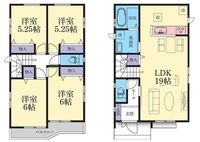 間取図/区画図:【安心の耐震構造・性能評価書付！カースペース並列2台可！】南道路で陽当り良好！家族の顔が見えるリビングイン階段です！