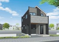 外観:【自動車用EVコンセントやダブルボウル洗面など充実の住宅設備！】前面道路ゆったり4.5ｍで解放感ある立地！すぐに内覧できるモデルハウスございます！