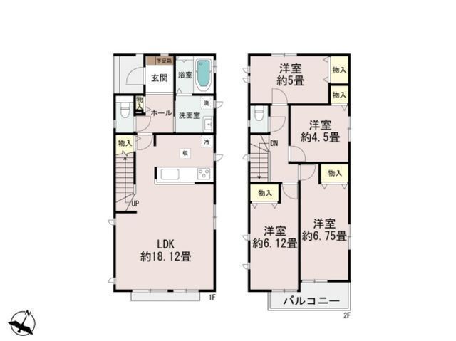 間取図/区画図:【安心の耐震構造と住宅性能評価書付き!家族のニーズに合わせた多彩な間取り】車の通り抜けがなく静かな環境!全戸4LDKで子ども部屋もしっかり確保できます!