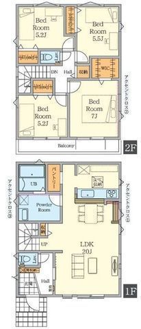 間取図/区画図:【カースペース並列2台可！南側道路に面しているため陽当たり良好！】20帖以上の広々リビングでリラックス！整理整頓に悩まされることのないゆとりの収納スペース