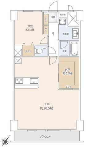 間取図/区画図:【人気の江ノ島駅から平坦徒歩6分!南東向き7階部分につき陽当たり眺望良好!】LDK広々20.5帖!約2.8帖の納戸で収納豊富!海近く住環境良好です!