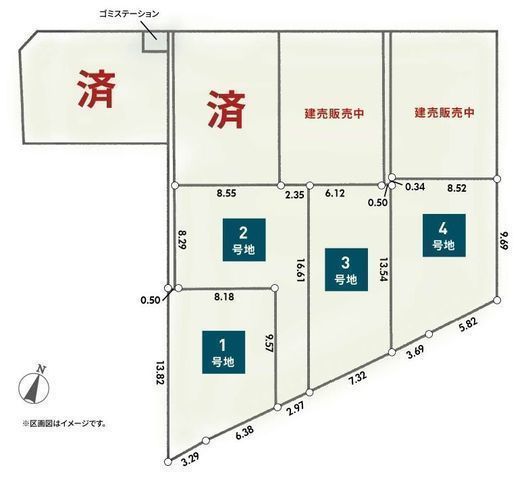 間取図/区画図:4号地【2線利用可、駅まで徒歩17分の好立地!全4区画の分譲地!】建築条件なし!お好きなハウスメーカーで理想家を建築出来ます!
