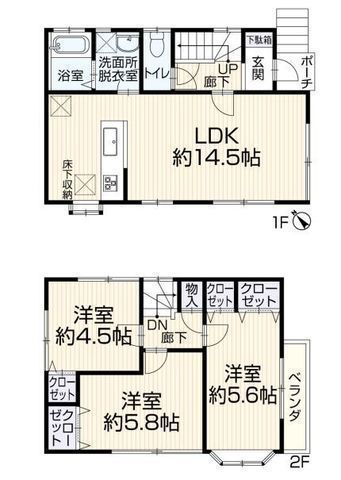 間取図/区画図:【小中学校徒歩10分以内、駅徒歩14分の徒歩圏!立地良好な再生住宅!】収納豊富で広く使える間取!食洗機や浴室暖房など充実の設備です!