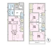 間取図/区画図:【カースペース並列2台可！安心の耐震・制震構造と性能評価書付き！】整理整頓に悩まされることのないゆとりの収納スペース！対面キッチンで家族の会話も弾みます