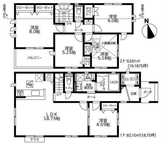 間取図/区画図:【南西角地で陽当り良く解放感のある敷地53坪!全室南向きの5LDK!】駅徒歩12分の便利な立地!浴室テレビなど設備充実!モデルハウスございます!
