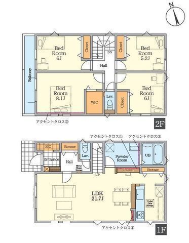 間取図/区画図:【敷地面積全3棟140m2超えの整形地!カースペース並列2台可!】長後駅まで徒歩11分で周辺環境充実の暮らしやすい立地!LDK20帖以上の開放感ある空間です