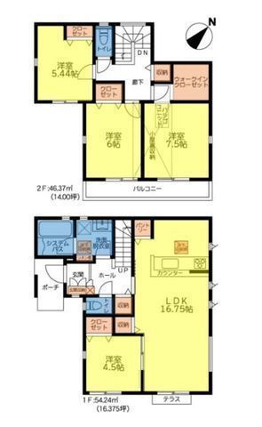 間取図/区画図:【南東道路につき陽当たり良好!周辺環境充実の暮らしやすい立地です】浴室TV、食洗機が標準設備◎WICやパントリー、小屋根収納など収納豊富です!