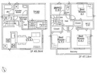 間取図/区画図:【制震・耐震構造、性能評価書付戸建！南東側道路で陽当り良好！】全室収納・WICや納戸など広く使える間取です！モデルハウスございます！