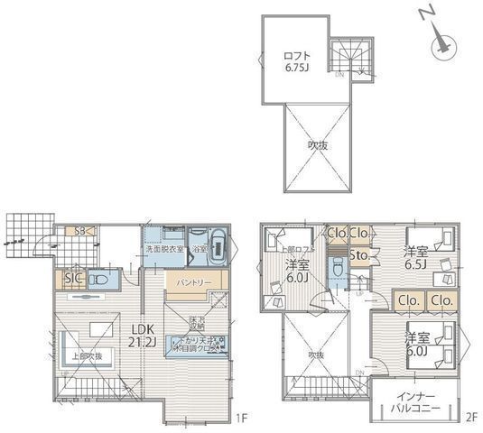 間取図/区画図:【全7棟の分譲住宅!湘南モールフィルまで徒歩10分の好立地!】収納豊富・南側ワイドバルコニーで広く明るい間取です!即内覧できます!