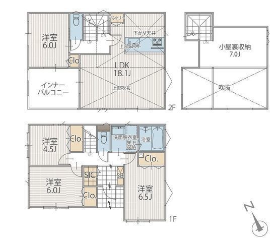 間取図/区画図:【全7棟の分譲住宅!湘南モールフィルまで徒歩10分の好立地!】収納豊富・南側ワイドバルコニーで広く明るい間取です!即内覧できます!