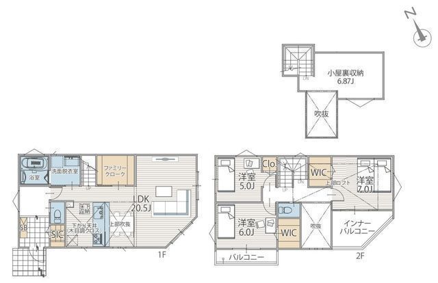 間取図/区画図:【全7棟の分譲住宅!湘南モールフィルまで徒歩10分の好立地!】収納豊富・南側ワイドバルコニーで広く明るい間取です!即内覧できます!