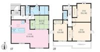 間取図/区画図:【人気の湘南台駅利用！広々47坪以上でカースペース3台可！】安心の性能評価書付きで長期優良住宅認定物件です！広いLDKと主寝室は南向きで陽当たり良好！