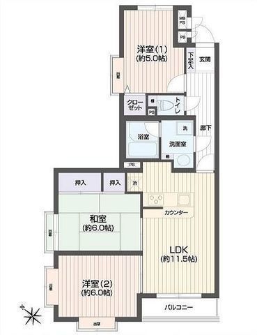 間取図/区画図:【駅から平坦徒歩10分!ショッピング施設や小学校等徒歩7分以内!】南西角部屋で陽当り良く解放感ある間取!リフォーム済で室内綺麗です!即内覧可能!