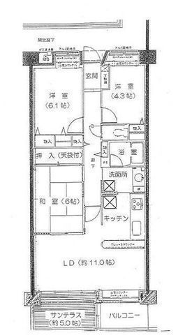 間取図/区画図:【駅徒歩3分の好立地!8階建て5階部分で通風眺望良好!空室につき即内覧可】約5帖のサンテラス!コンビニ・スーパー徒歩11分以内で生活便利な立地です!