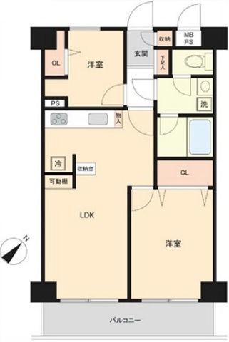 間取図/区画図:【厚木駅徒歩11分!南東向きで陽当り良好!空家につき即内覧できます!】全室照明、エアコン2台設置済み!2020年室内全面工事履歴あり、室内綺麗です!
