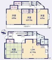 間取図/区画図:【徒歩14分で2駅利用可能！土地約40坪、南側隣地通路で陽当り良好！】内外装リフォームのリノベーション戸建！スーパーまで徒歩13分！