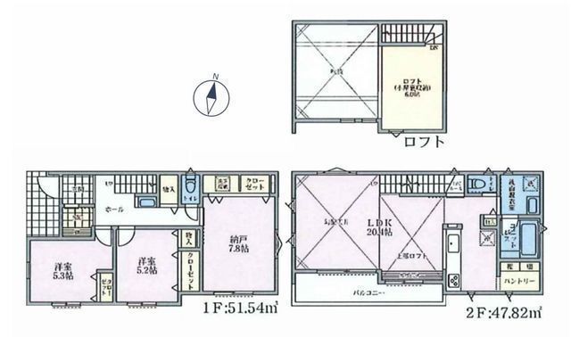 間取図/区画図:【香川駅まで徒歩5分!全10棟の開発分譲地!自然豊かな住環境】広いLDKは解放感たっぷり光溢れる勾配天井!2階リビングで周囲を気にせずリラックス