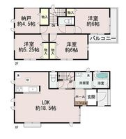 間取図/区画図:【安心の耐震構造住宅、性能評価書付！ブランチ茅ヶ崎まで徒歩8分の好立地！】南東側L字バルコニーで陽当り良好！小学校徒歩7分です！