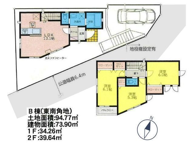 間取図/区画図:【横浜市瀬谷区に誕生。2SLDK・3LDKの新築分譲戸建】A棟は2階LDKで周囲を気にせずゆっくりできます!B棟は角地につき陽当たり良好です!
