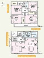 間取図/区画図:【安心の制震・耐震構造、性能評価書付き！南庭南向き整形地で陽当り良好！】駐車場2台可能！小学校まで徒歩12分、コンビニ徒歩8分！