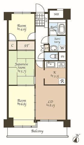 間取図/区画図:【オークシティまで徒歩11分!ペット3匹まで飼育可能!4階部分南向き!】2016年に1棟まるごとリノベーションされたマンションです!