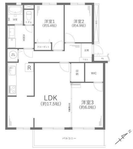 間取図/区画図:【鵠沼海岸駅徒歩11分、鵠沼海岸まで徒歩2分の好立地!南東向き角部屋!】専有面積ゆったり81平米!内装リフォームで食洗機や浄水器完備!