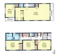 間取図/区画図:【最終1棟！駅徒歩5分、暮らしに便利な好立地！カースペース並列2台可！】23.26帖の広々LDKと充実した設備が魅力の、家族に嬉しい好条件の住まいです！