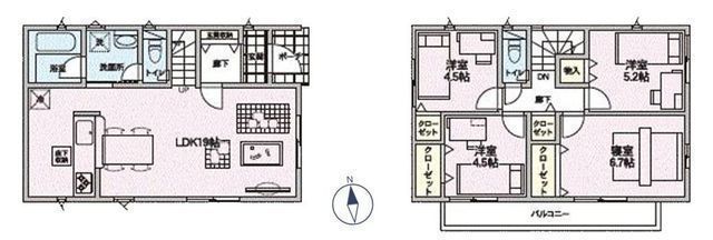 間取図/区画図:【地震に強い家、安心の耐震等級3を取得!カースペース2台可】高層ビルにも使用される素材が地震の揺れを吸収する制震装置「SAFE365」を採用