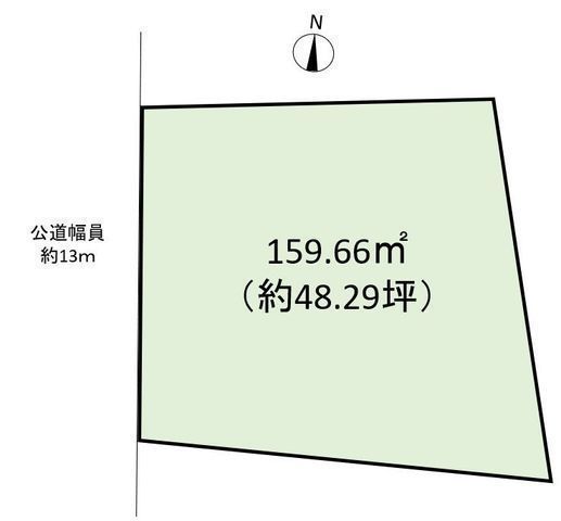 間取図/区画図:【2線利用可能な大和駅から平坦で徒歩8分!敷地ゆったり48坪!】コンビニ、スーパー徒歩6分以内!建築条件無しですのでお好きなハウスメーカーで建築可能!