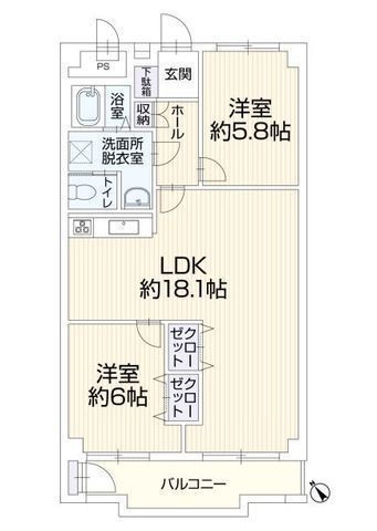 間取図/区画図:全1,046戸のフルリノベーション済マンション!南向き6階で陽当たり良好!駅、小学校、コンビニ、スーパー徒歩10分以内!即内覧可能です!