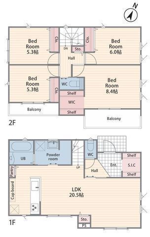 間取図/区画図:【弥生台駅まで徒歩18分!スーパー・コンビニ・公園等が徒歩圏内にあり住環境良好】広々ゆとりの20.5帖LDKSIC、WIC、パントリーを備えた豊富な収納