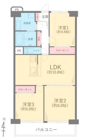間取図/区画図:【ペットと暮らせる南向きの3LDK。ビッグコミュニティで叶える新生活 】海老名駅徒歩20分、バス停「今泉」徒歩4分ペット飼育可!