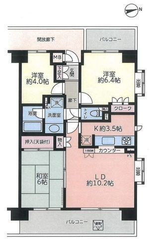 間取図/区画図:【室内総リフォーム済で即内覧・入居可能!解放感のある最上階三方角部屋!】コンビニ徒歩2分の好立地!キャンプ座間の花火も目の前で見られます!