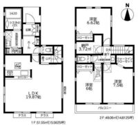 間取図/区画図:【浴室テレビや小屋裏収納など設備充実！人気の辻堂駅利用可能！】LDK19.8帖、主寝室7.5帖！南向きバルコニー、全室二面採光で陽当り良く解放感あり！