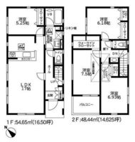 間取図/区画図:【全4棟の分譲住宅！南西向き・前面道路幅員7ｍで陽当り良好！駐車場並列2台可能です！】玄関カードキーや浴室テレビなど充実の設備！モデルハウスございます！