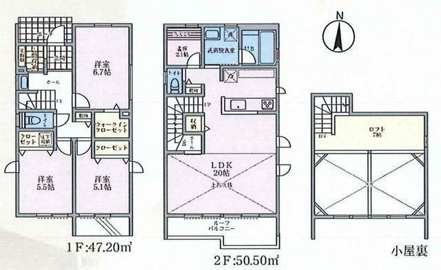 間取図/区画図:【海まで500m・徒歩7分!全9棟の茅ヶ崎市浜須賀開発分譲地】東海道本線「辻堂」駅徒歩35分2階リビングで周囲を気にせずゆっくりできます