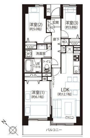 間取図/区画図:【片瀬東浜海水浴場まで徒歩4分!7階部分南西向きにつき陽当り良好!】新耐震基準、リフォーム済の3LDK!3線3駅利用可能、スーパーまで徒歩3分!