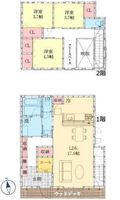 間取図/区画図:【令和4年築！南向きのアメリカンハウスで広々17帖LDKのある家】つきみ野駅徒歩18分で通勤通学に便利南側道路幅員4.5ｍで陽当たり良好！
