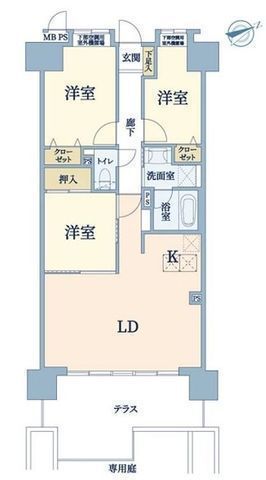 間取図/区画図:【片瀬江ノ島駅徒歩6分!1階南東向き・庭付きで陽当り良好!】内装フルリフォーム済みで室内大変綺麗です!コンビニ・スーパー徒歩5分以内!即内覧可能です!